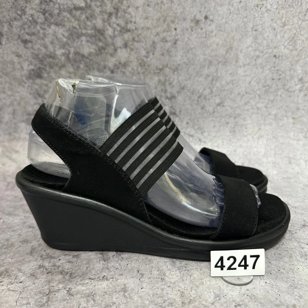 Skechers Rumblers Sci-Fi Wedge Sandals Womens 8.5 Elastic Strappy Memory Foam